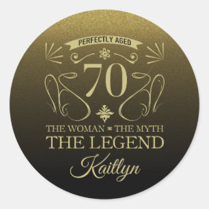 Pegatina Redonda Personalizado Cute Happy 70 cumpleaños