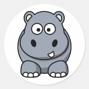 Pegatina Redonda Personalizado Cute Hippo