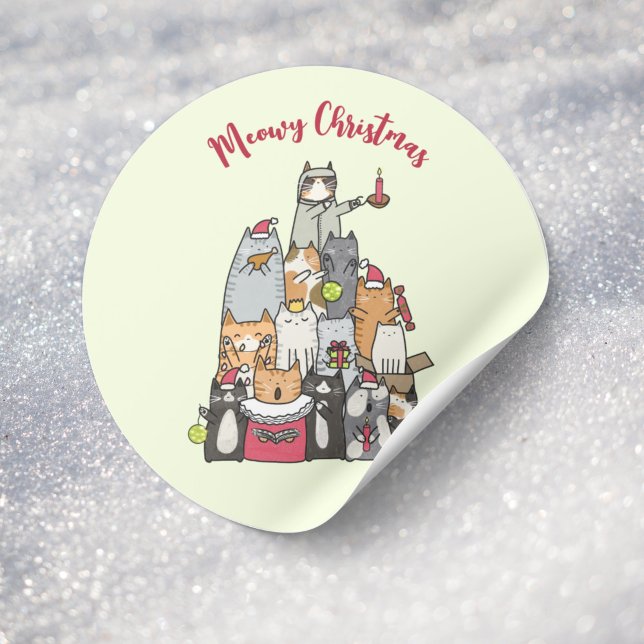 Pegatina Redonda Personalizado Cute Meowy Navidades Personalizados  (Subido por el creador)