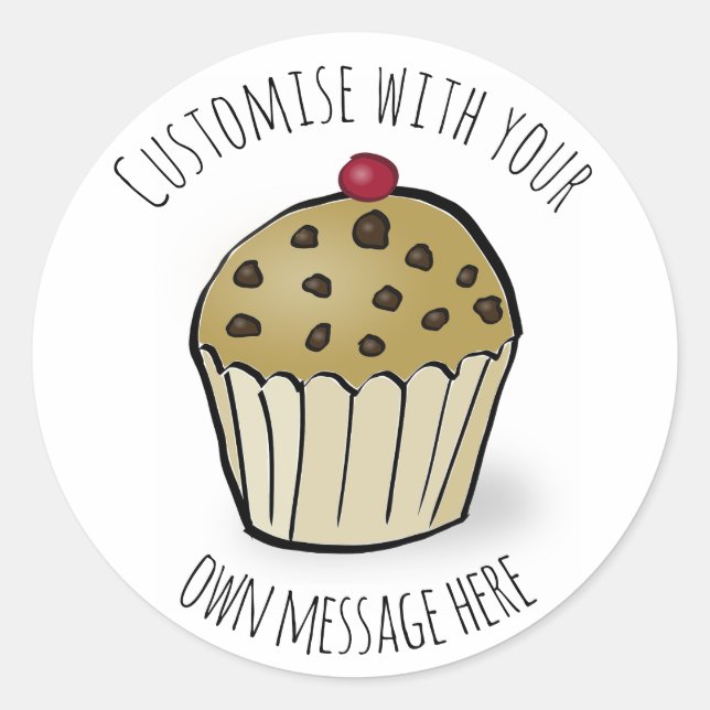 Pegatina Redonda Personalizado Cute Mini Muffin (Anverso)