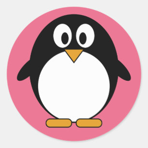 Pegatina Redonda Personalizado Cute Penguin Kawaii