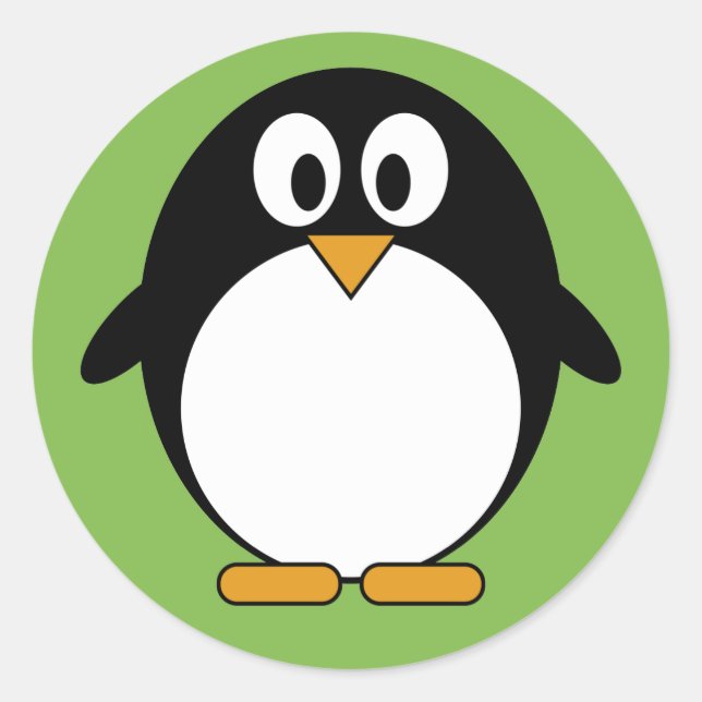 Pegatina Redonda Personalizado Cute Penguin Kawaii (Anverso)