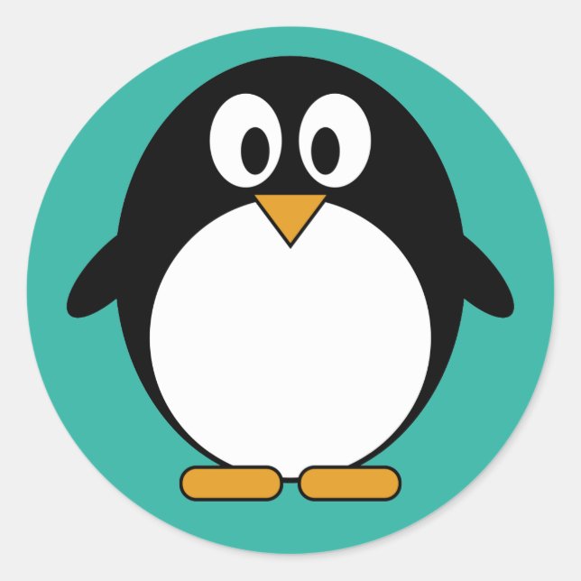 Pegatina Redonda Personalizado Cute Penguin Kawaii (Anverso)