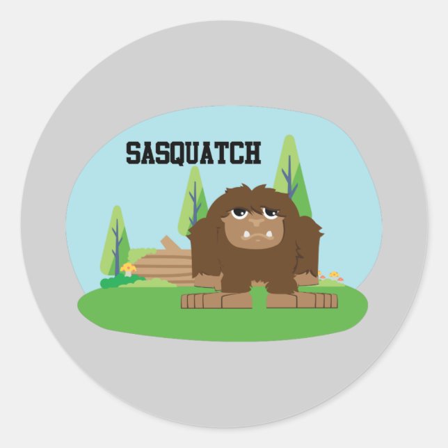Pegatina Redonda Personalizado Cute Sasquatch (Anverso)