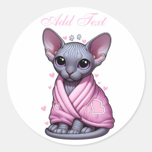 Pegatina Redonda Personalizado Cute Sphynx Kitten Cat Personalizado