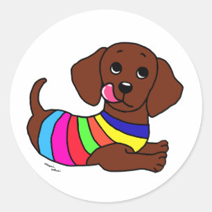 Pegatina Redonda Personalizado Dachshund 1