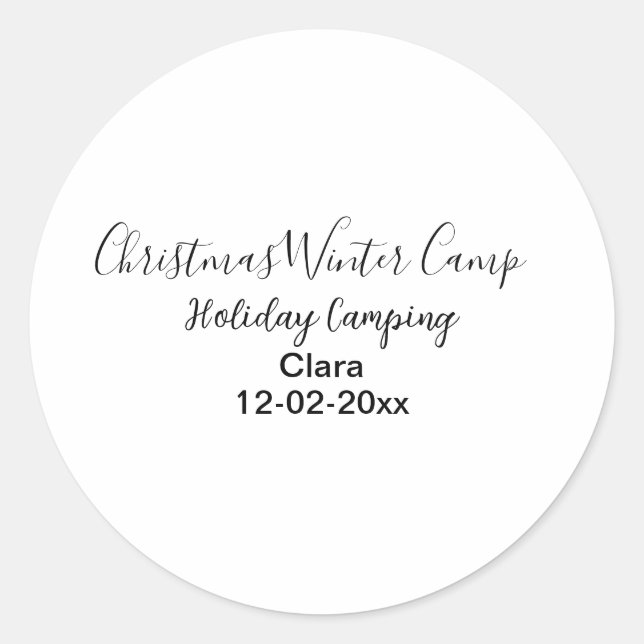 Pegatina Redonda Personalizado de acampada de vacaciones de inviern (Anverso)