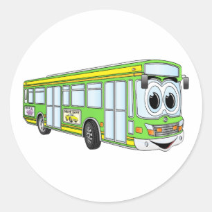 Pegatina Redonda Personalizado de Autobuses de la Ciudad Verde