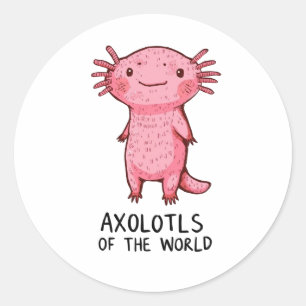 Pegatina Redonda Personalizado de Axolotl de mano corta