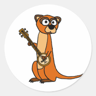 Pegatina Redonda Personalizado de banjo de mongosta suave