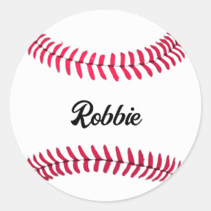 Pegatina Redonda Personalizado de béisbol rojo blanco personalizado