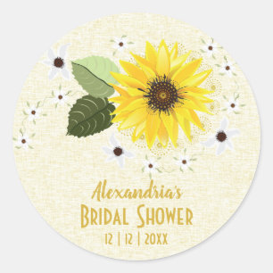 Pegatina Redonda Personalizado de Boda de línea floral de flor de g