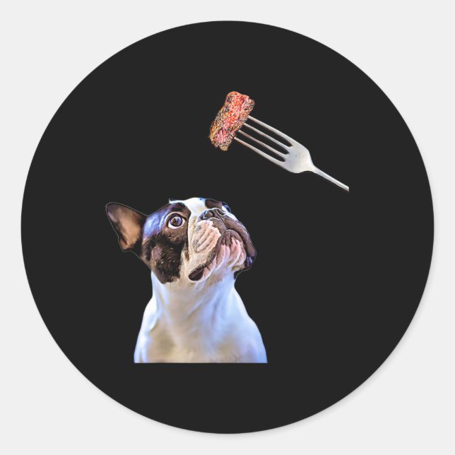 Pegatina Redonda Personalizado de Bulldog francés filtra filete cen (Anverso)