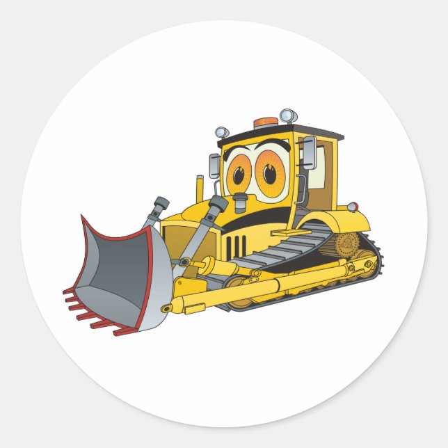 Pegatina Redonda Personalizado de bulldozer (Anverso)