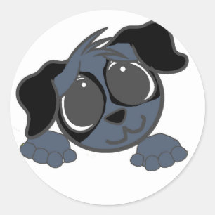 Pegatina Redonda personalizado de búsqueda de cuernos azul de cocke