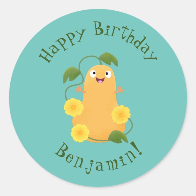 Pegatina Redonda Personalizado de calabaza de calabaza de marihuana (Anverso)