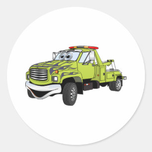 Pegatina Redonda Personalizado de Camión Azul Verde