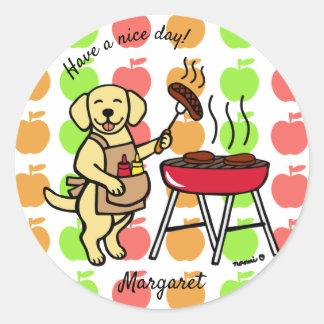 Pegatina Redonda Personalizado de Chef de BBQ Yellow Labrador