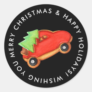Pegatina Redonda Personalizado de Cocina de Azúcar de Árbol y Coche
