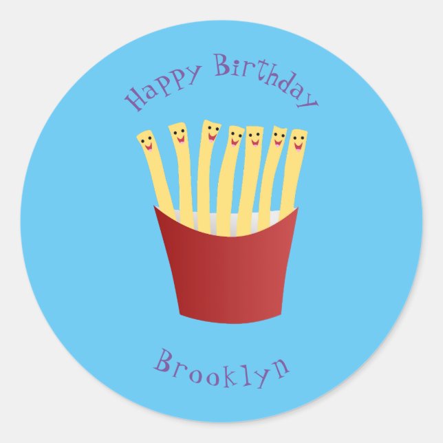 Pegatina Redonda Personalizado de comida rápida de papas fritas cut (Anverso)