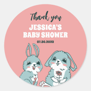 Pegatina Redonda Personalizado de Conejo Conejo Conejo Cute Baby Sh