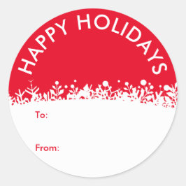 Pegatina Redonda Personalizado de copos de nieve botánico de vacaci