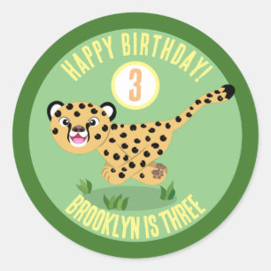 Pegatina Redonda Personalizado de cumpleaños feliz y personalizada
