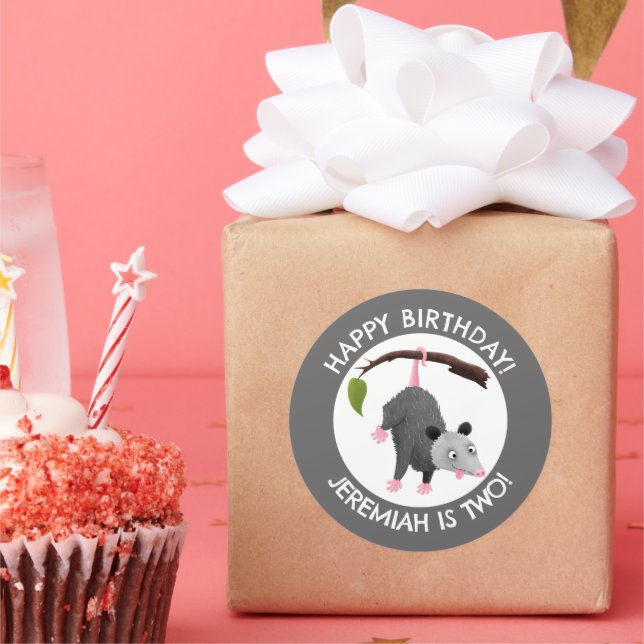 Pegatina Redonda Personalizado de cumpleaños personalizado de oposs (Fiesta)