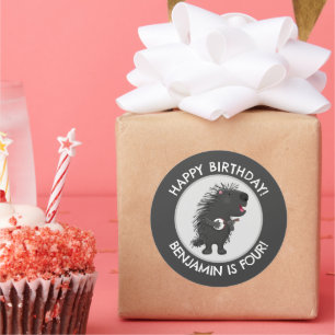 Pegatina Redonda Personalizado de cumpleaños personalizado de porcu