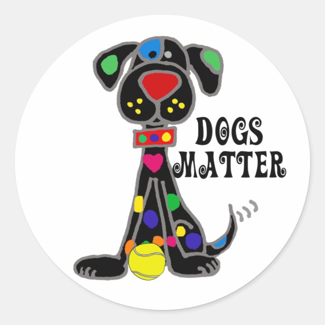 Pegatina Redonda Personalizado de Cute Black Dog Dogs Mates (Anverso)