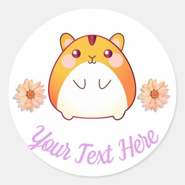 Pegatina Redonda Personalizado de Cute Kawaii Hamster (Anverso)