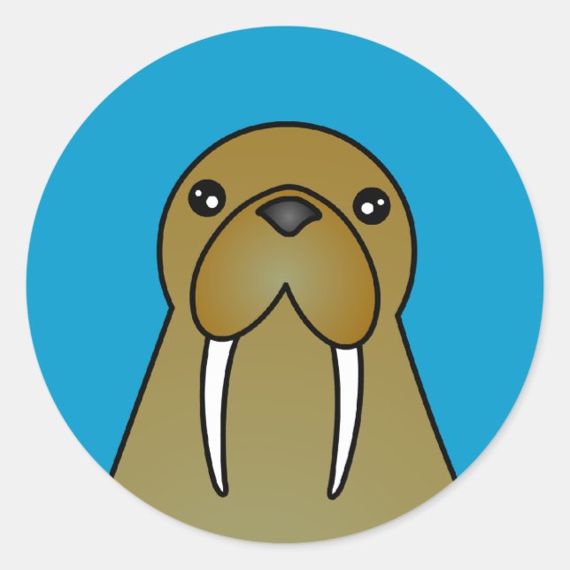 Pegatina Redonda Personalizado de Cute Walrus (Anverso)