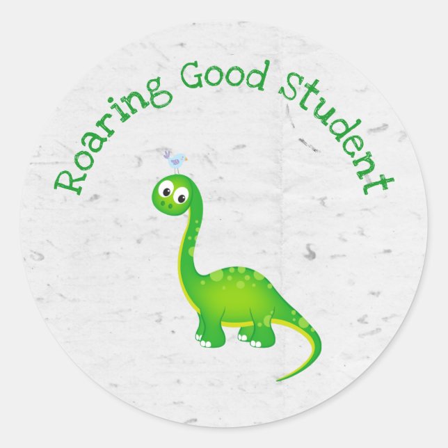 Pegatina Redonda Personalizado de dinosaurio prehistórico, buen est (Anverso)