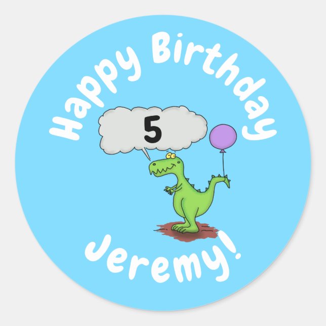 Pegatina Redonda Personalizado de dragón divertido y suave que resp (Anverso)