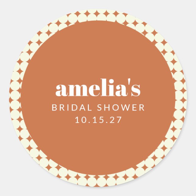 Pegatina Redonda Personalizado de ducha de novia geométrica de terr (Anverso)
