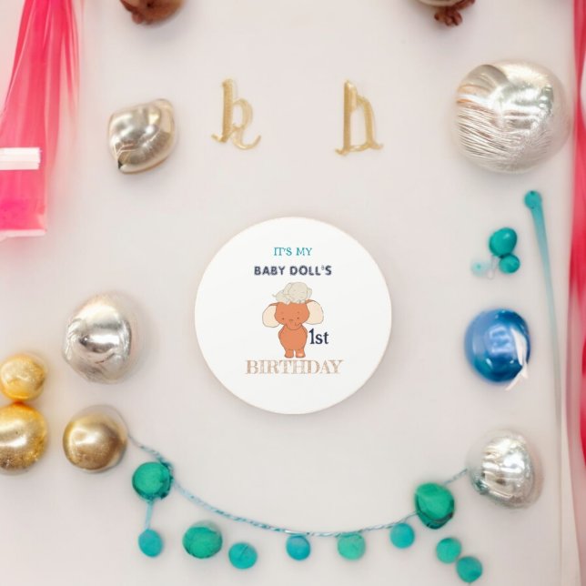 Pegatina Redonda Personalizado de elefantes multicolor (Baby & Mom Elephant party theme sticker,birthday party sticker,gift pack,envelope,return gift sticke)