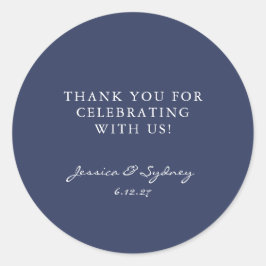 Pegatina Redonda Personalizado de escritura azul de la Marina Negra