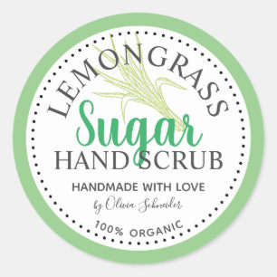 Pegatina Redonda Personalizado de escrutinio azucarero de Lemongras
