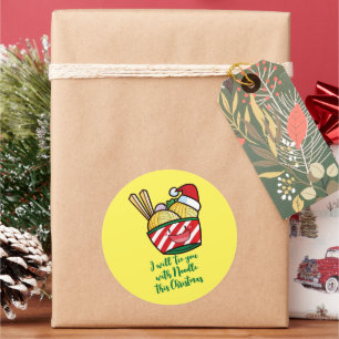 Pegatina Redonda personalizado de fideos de navidades de personaliz