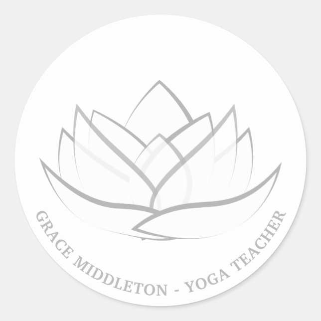 Pegatina Redonda Personalizado de flores Lotus sencillo y elegante (Anverso)