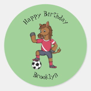 Pegatina Redonda Personalizado de fútbol divertido y divertido