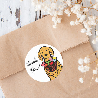 Pegatina Redonda Personalizado de Golden Retriever Gracias