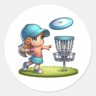 Pegatina Redonda Personalizado de golf Cute Little Girl Disk