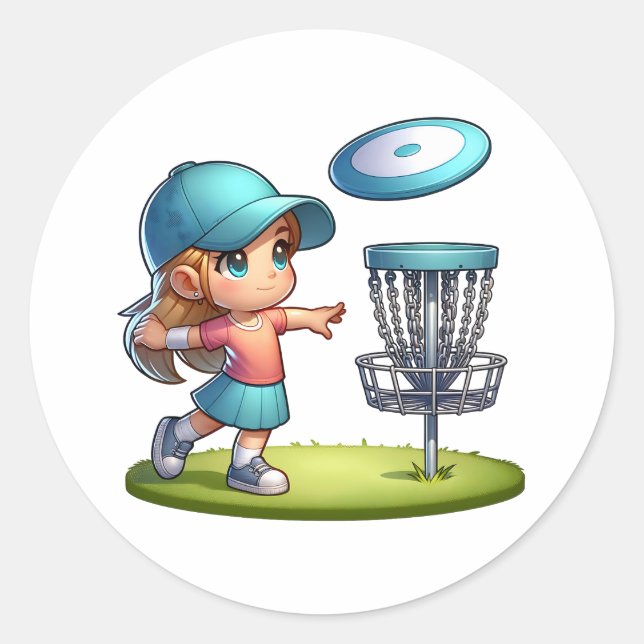 Pegatina Redonda Personalizado de golf Cute Little Girl Disk (Anverso)