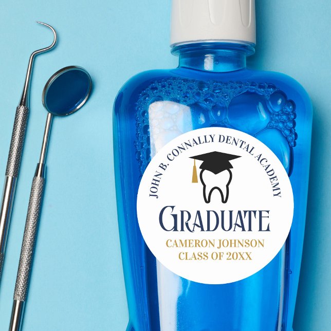 Pegatina Redonda Personalizado de graduación de la Escuela Dental N (Subido por el creador)