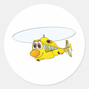 Pegatina Redonda Personalizado de helicópteros amarillos