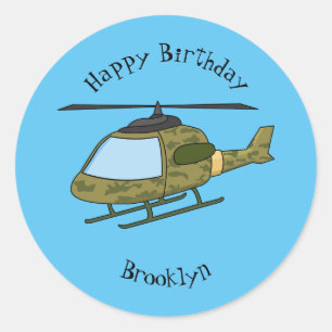 Pegatina Redonda Personalizado de helicópteros de camoflage del ejé
