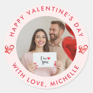 Pegatina Redonda personalizado de imágenes de envío de fotos Feliz 