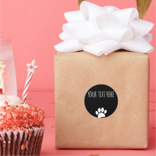 Pegatina Redonda Personalizado de impresión de garras de perro Text