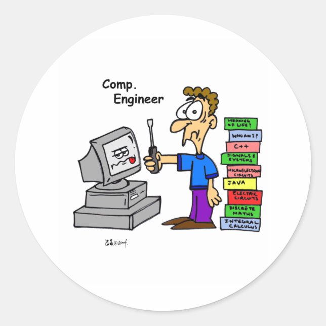 Pegatina Redonda Personalizado de Ingeniería Informática (Anverso)
